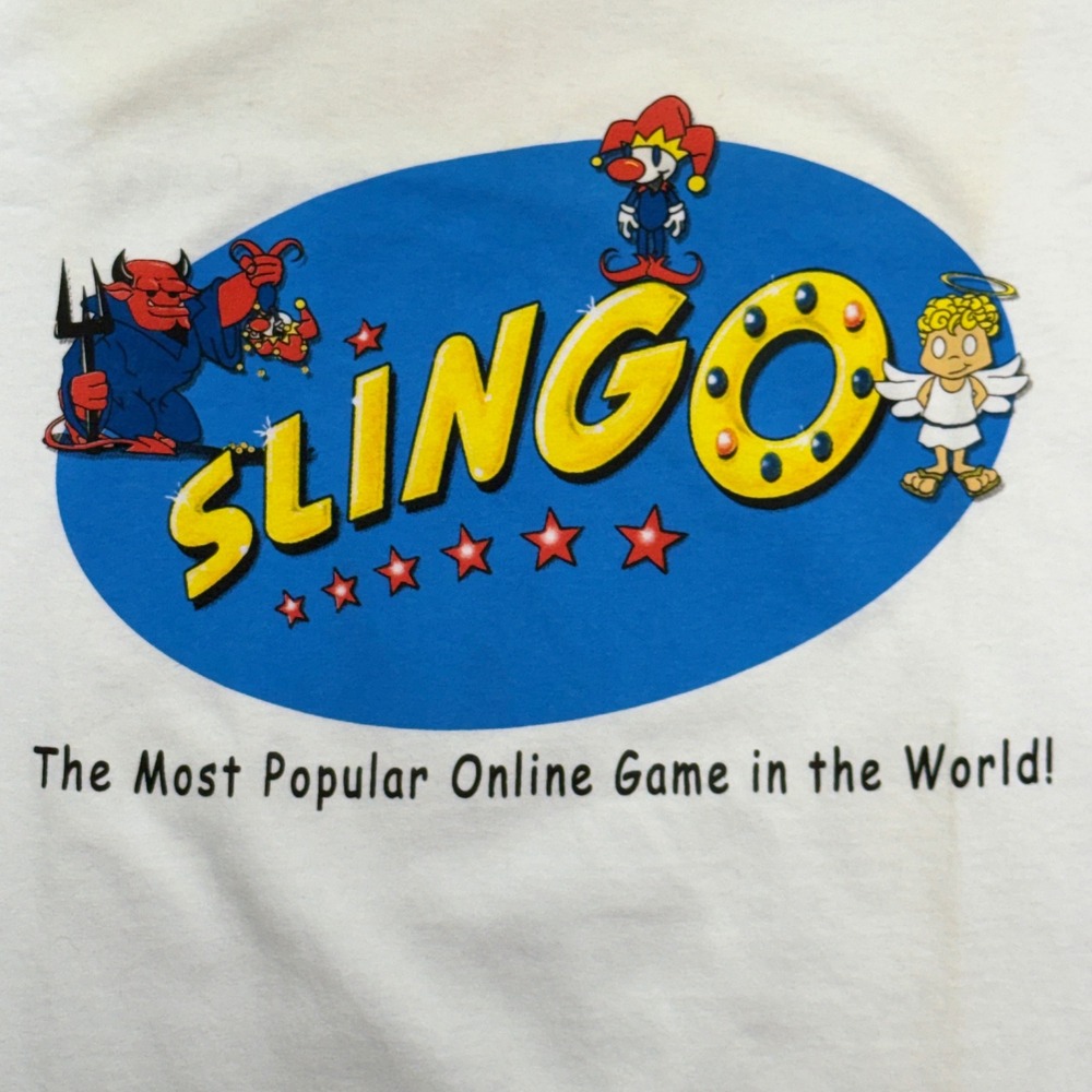 Vintage 90s Slingo T Shirt Mens XL AOL Online Game Internet Promo Anvil NWOT